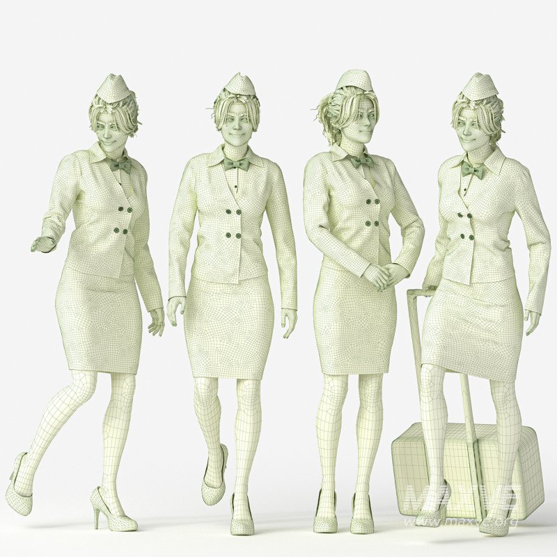 Stewardess Woman in 04 Poses - Image 4