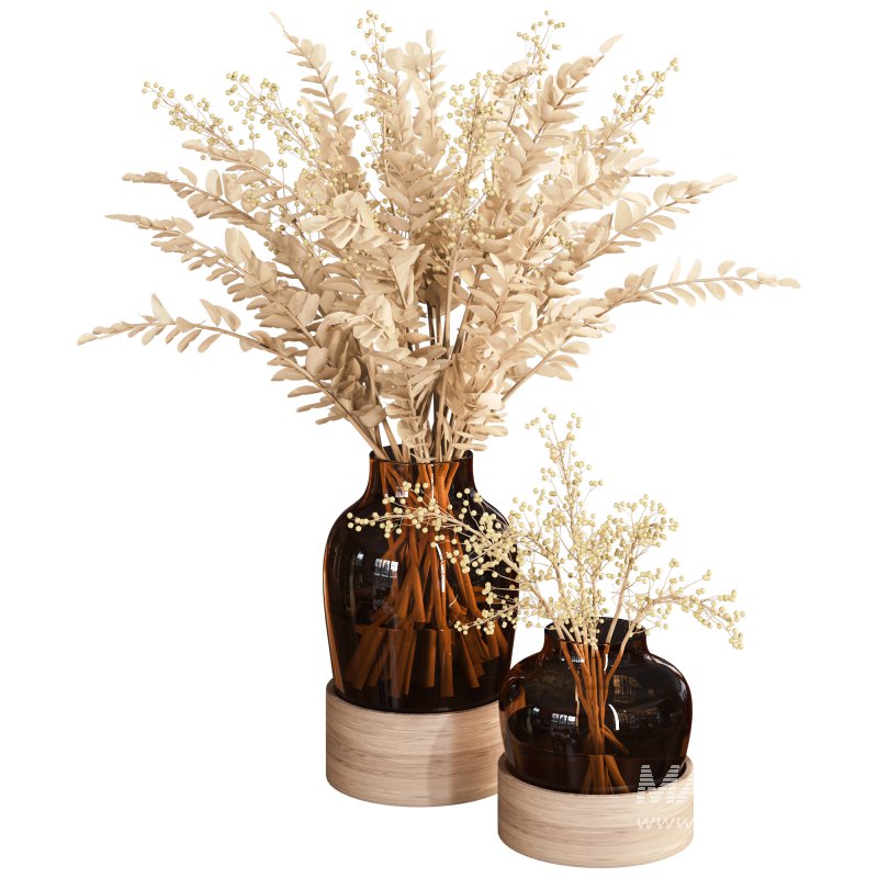 Branches in a bouquet glass vase - Image 1