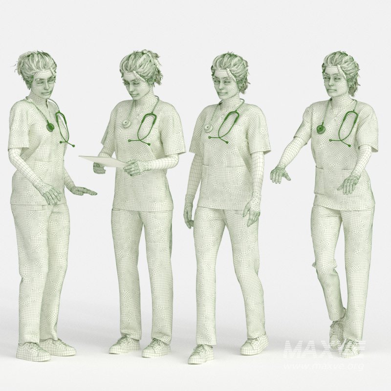 Nurse Woman in 04 Poses - Image 4