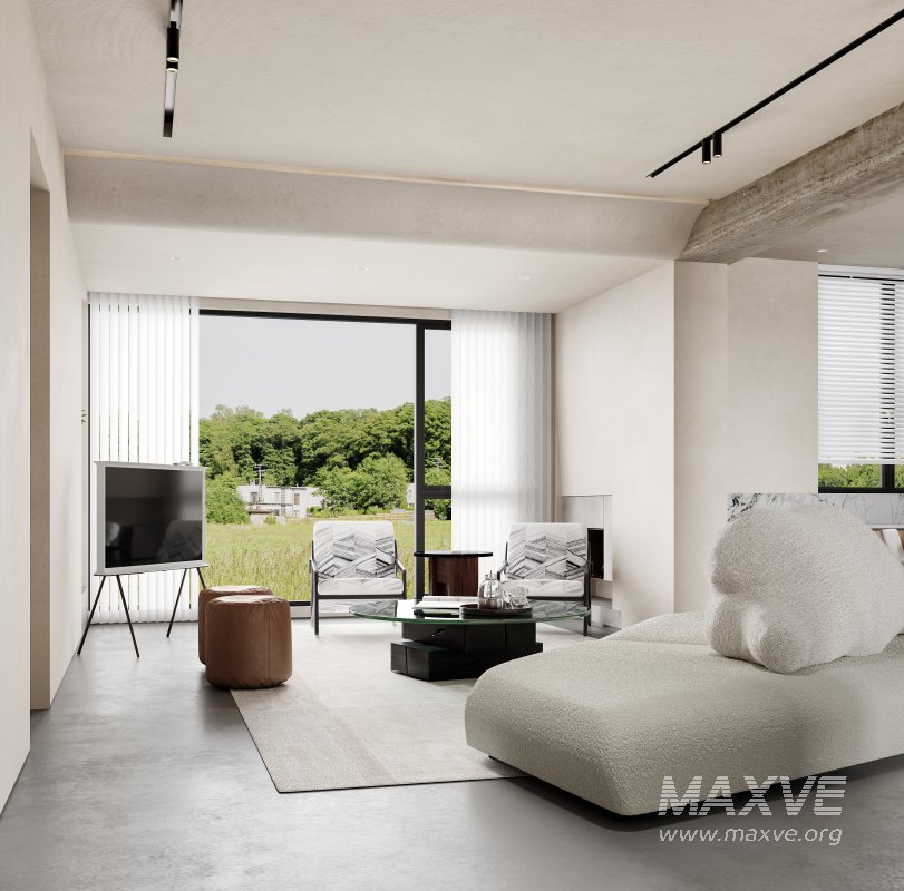 Modern living room and dining room interior scene - Image 13