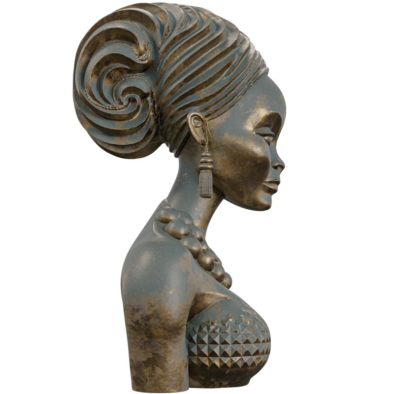 Polished Wood Bust 3D Model Stylized Female Figure - Image 2