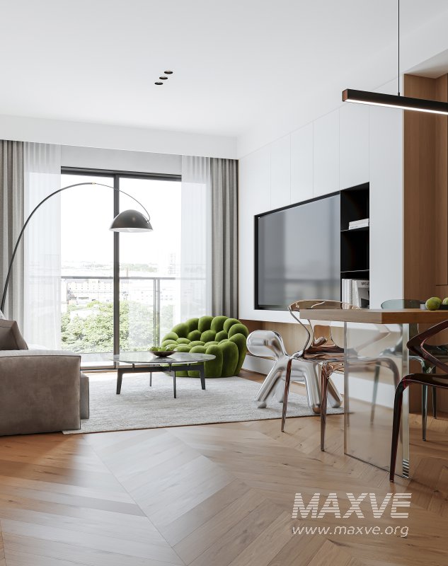 Modern living room and dining room interior scene - Image 6