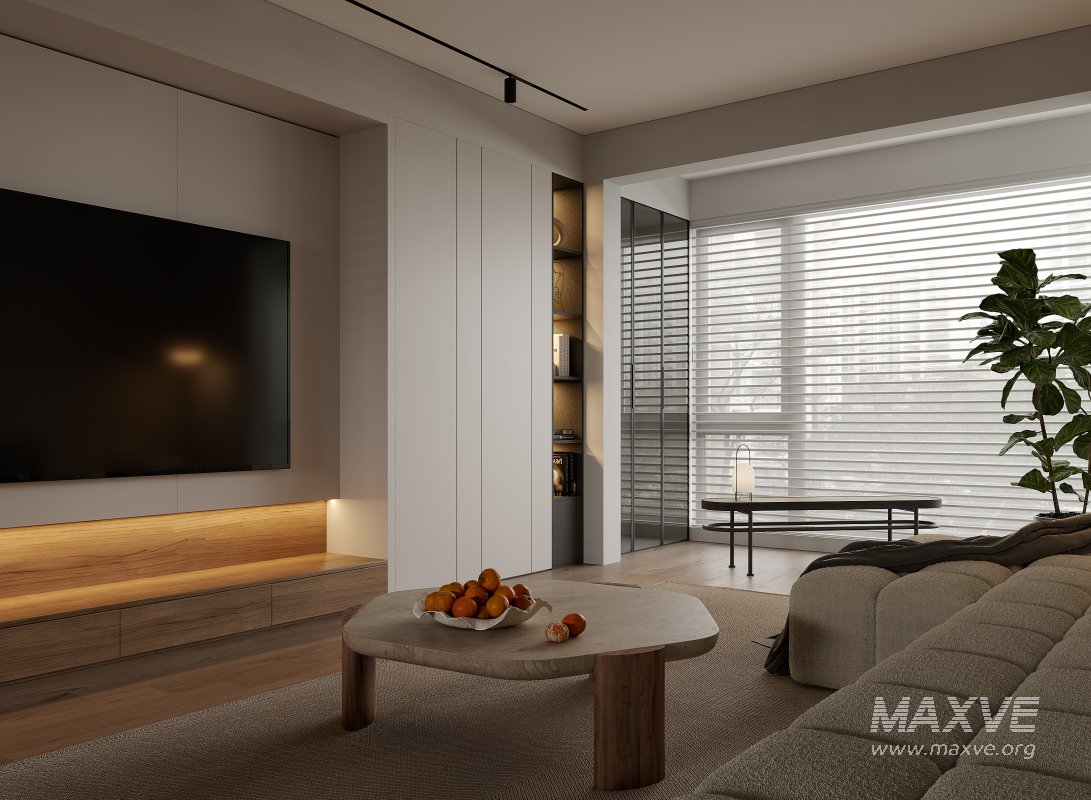 Modern living room and dining room interior scene - Image 2