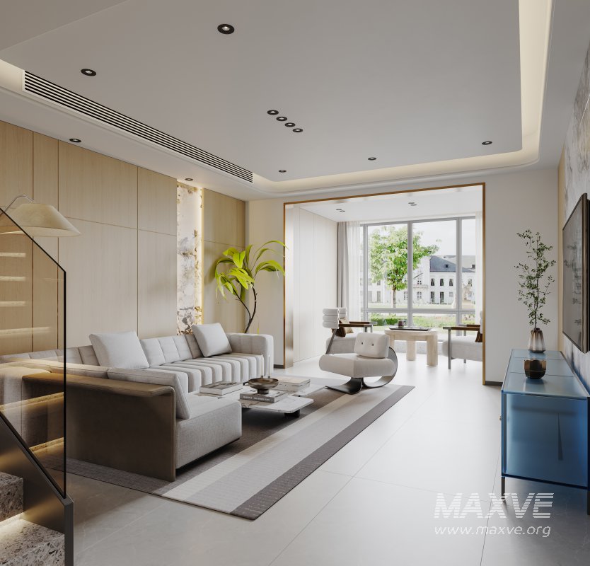 Modern living room and dining room interior scene - Image 8