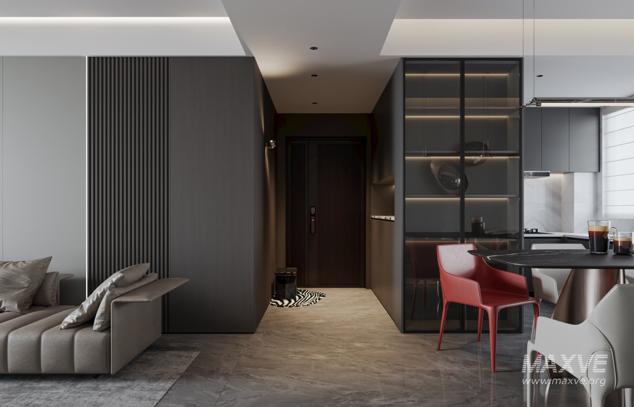 Modern living room and dining room interior scene - Image 3