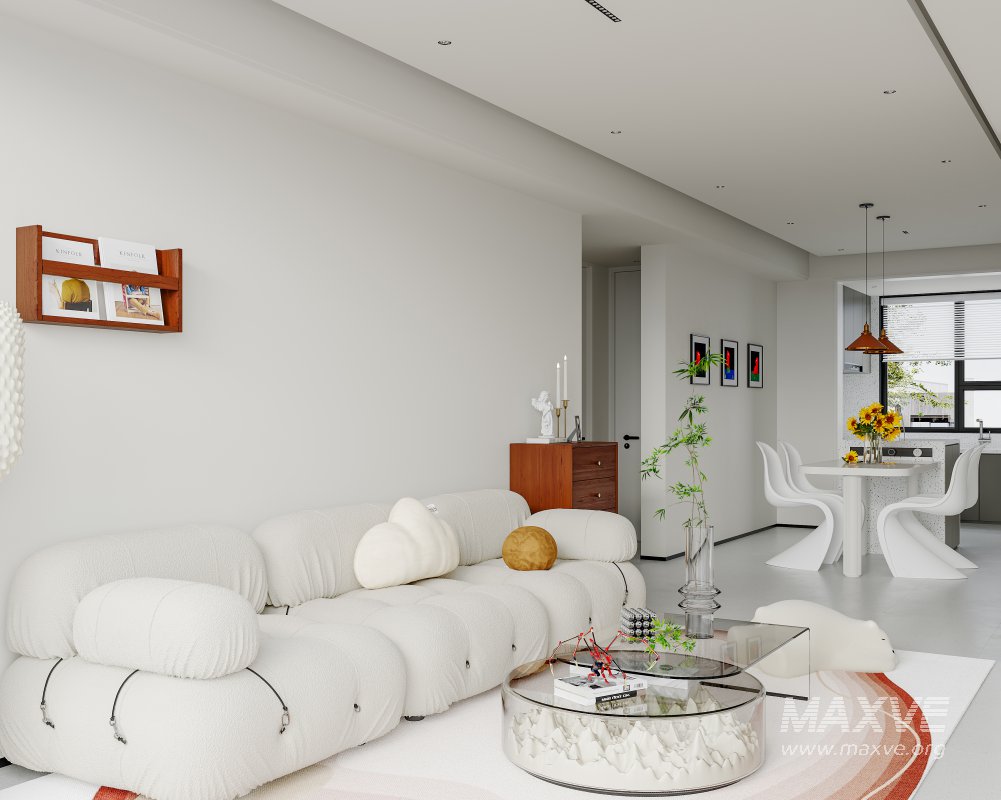 Modern living room and dining room interior scene - Image 9