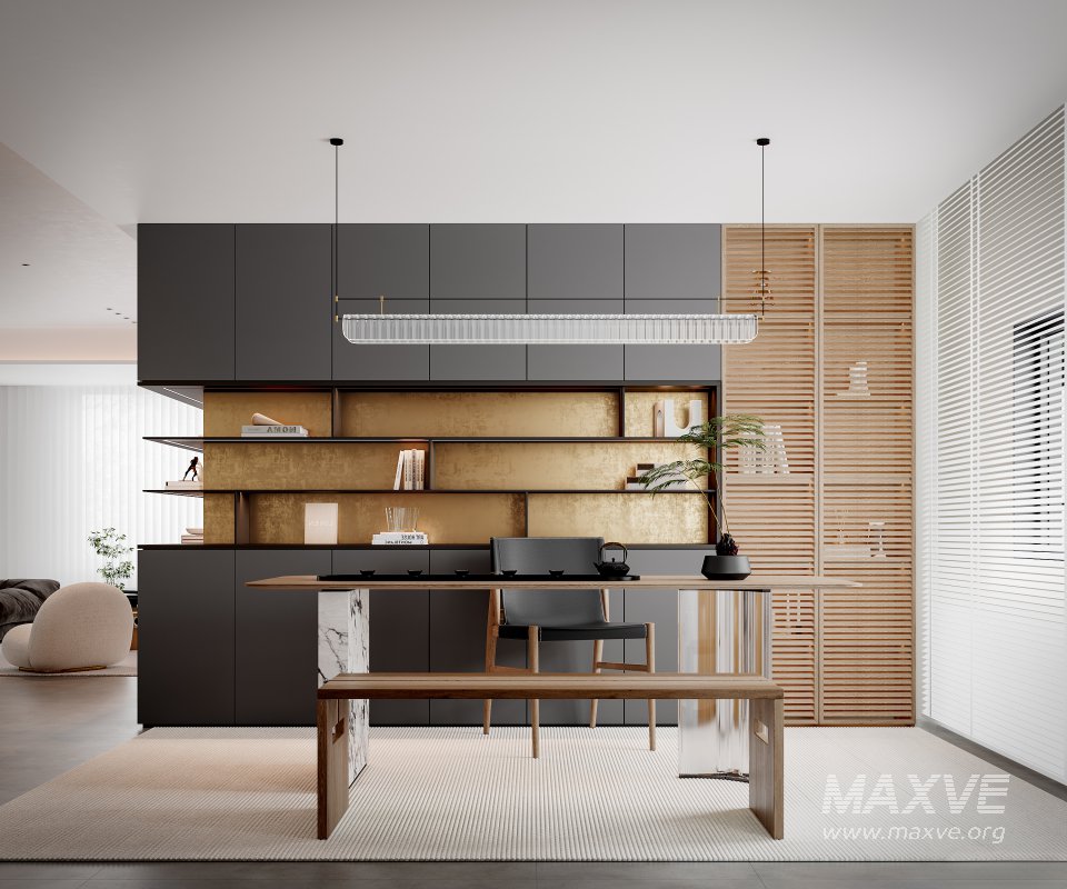 Modern living room and dining room interior scene - Image 4