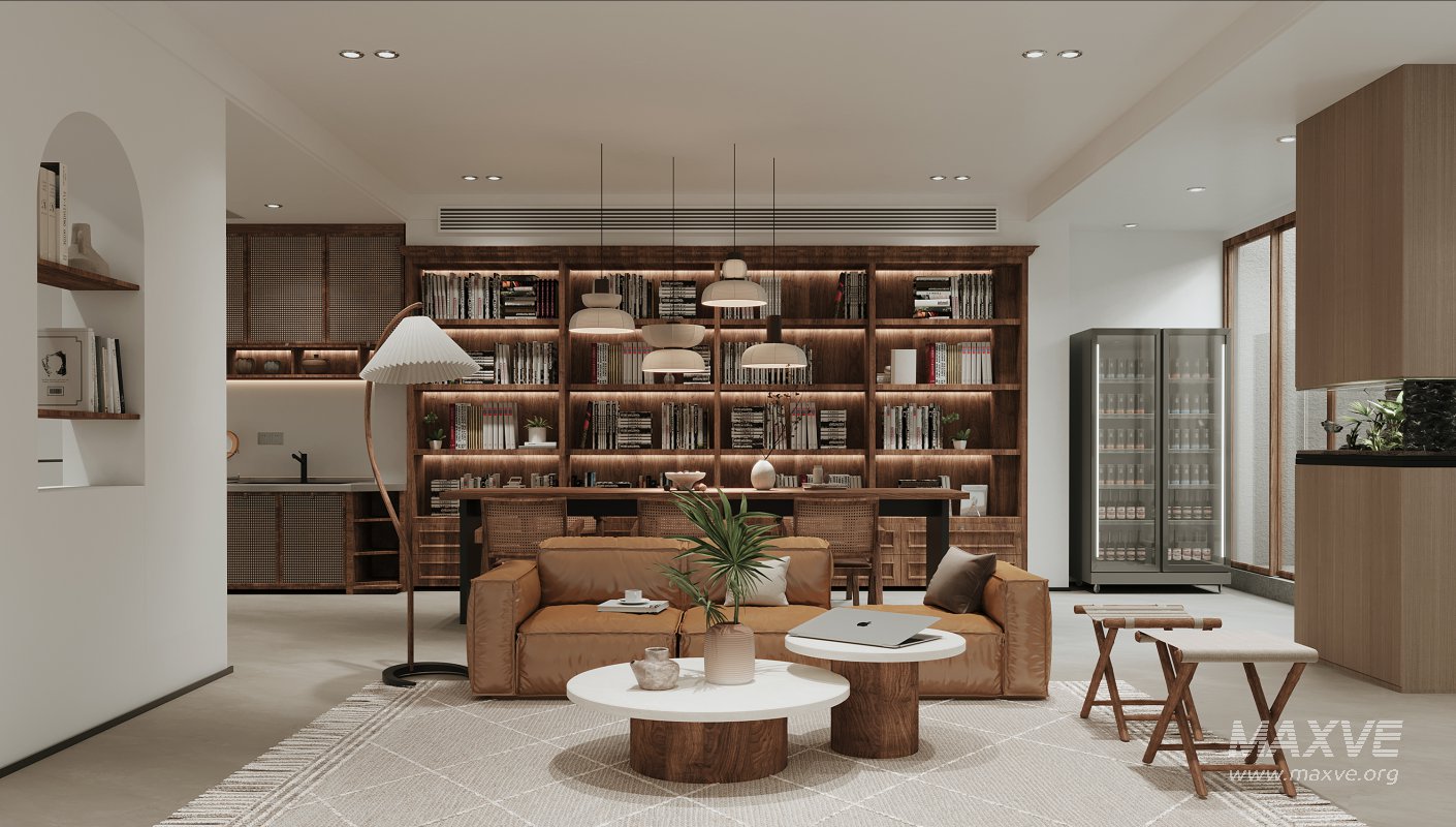 Modern living room and dining room interior scene - Image 3