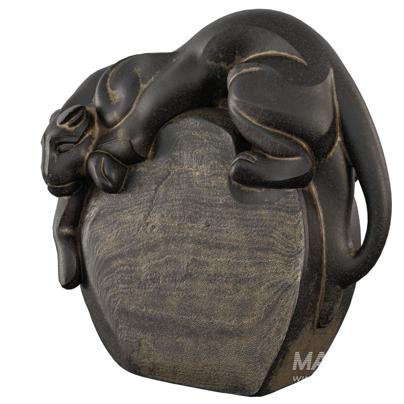 Antique wild Cat Statue - Image 2