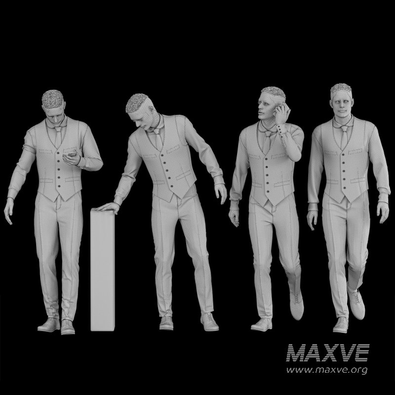 Office Man with coat vest in 04 poses - Image 4