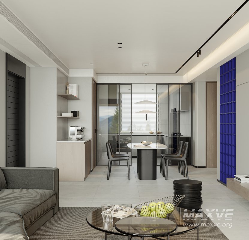 Modern living room and dining room interior scene - Image 6