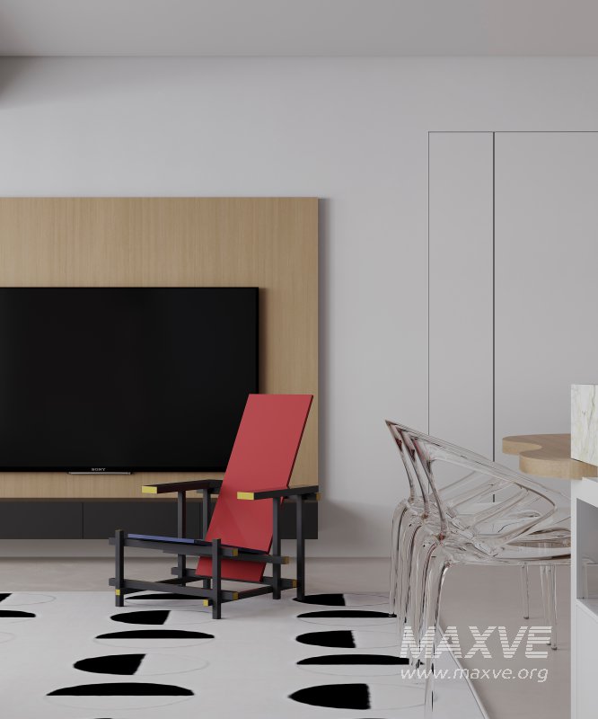 Modern living room and dining room interior scene - Image 1