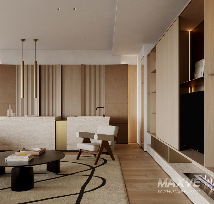 Modern living room and dining room interior scene - Image 4