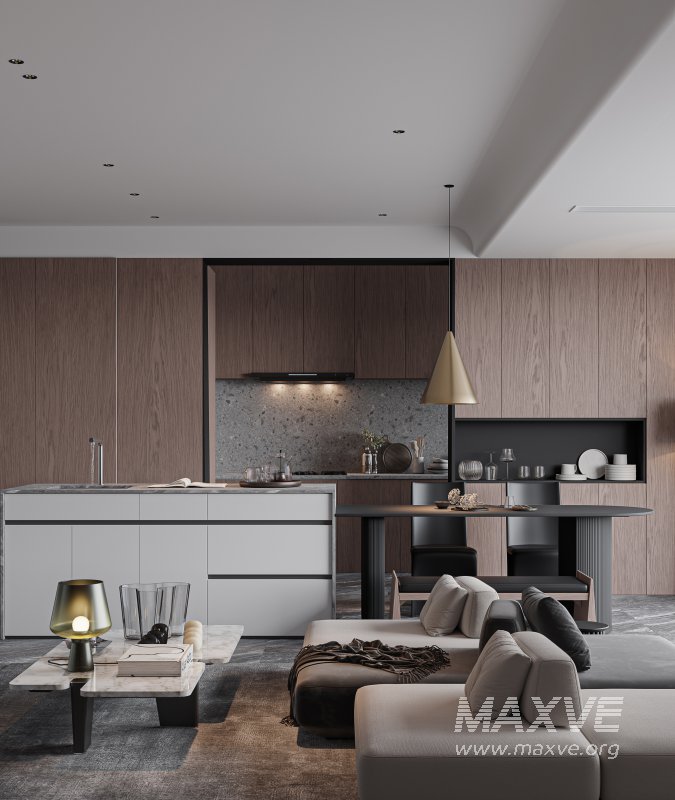 Modern living room and dining room interior scene - Image 4