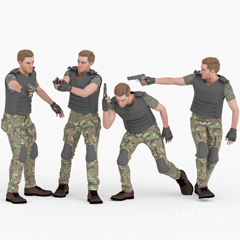The Army Soldier Man 04 Poses - Image 3