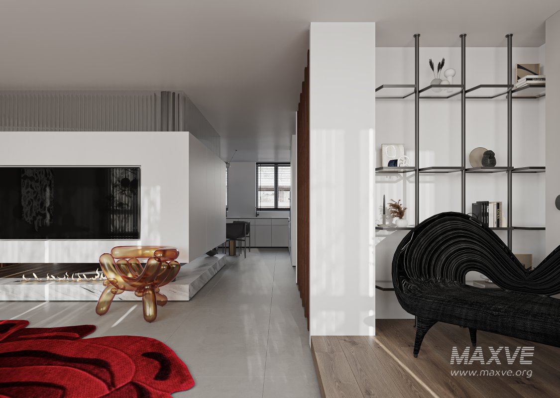 Modern living room and dining room interior scene - Image 3