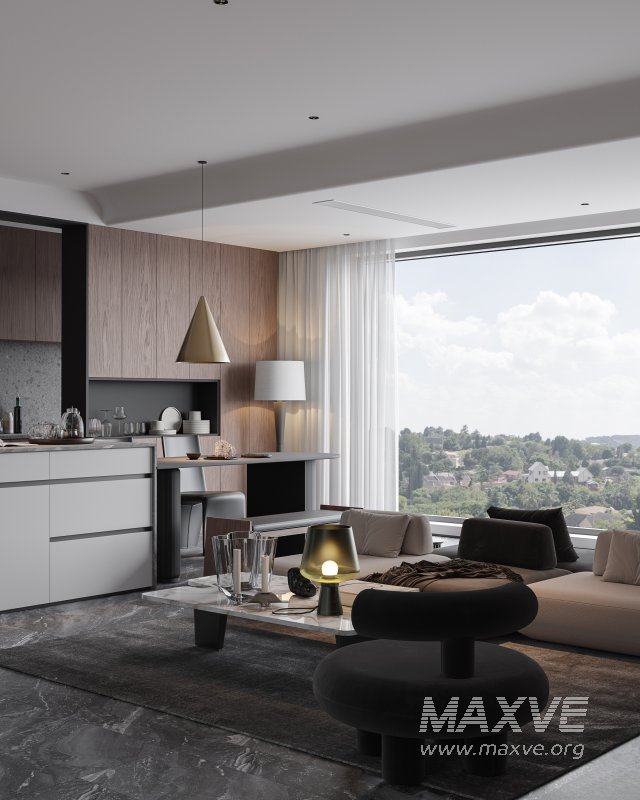Modern living room and dining room interior scene - Image 5