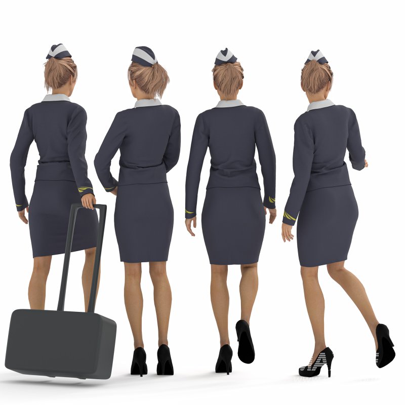 Stewardess Woman in 04 Poses - Image 1