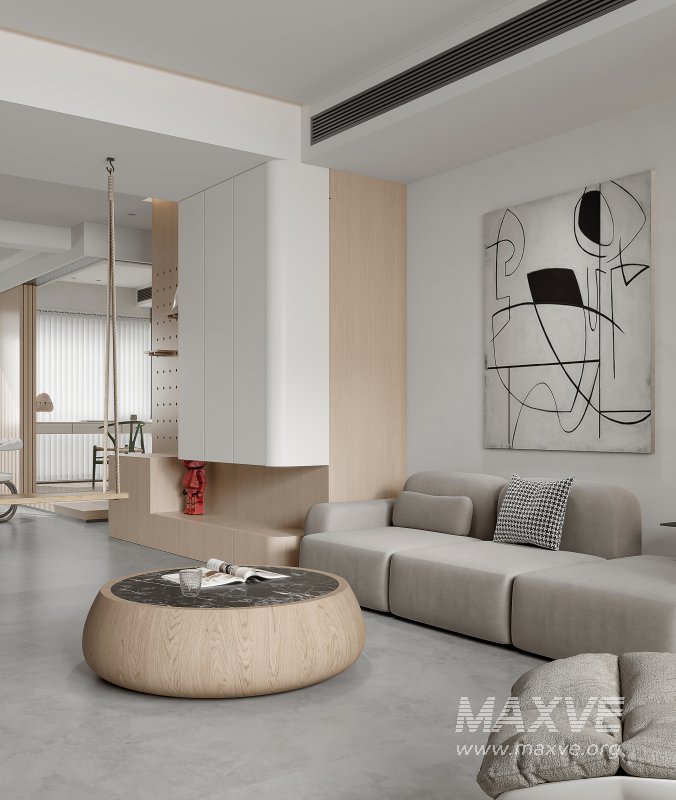 Modern living room and dining room interior scene - Image 3
