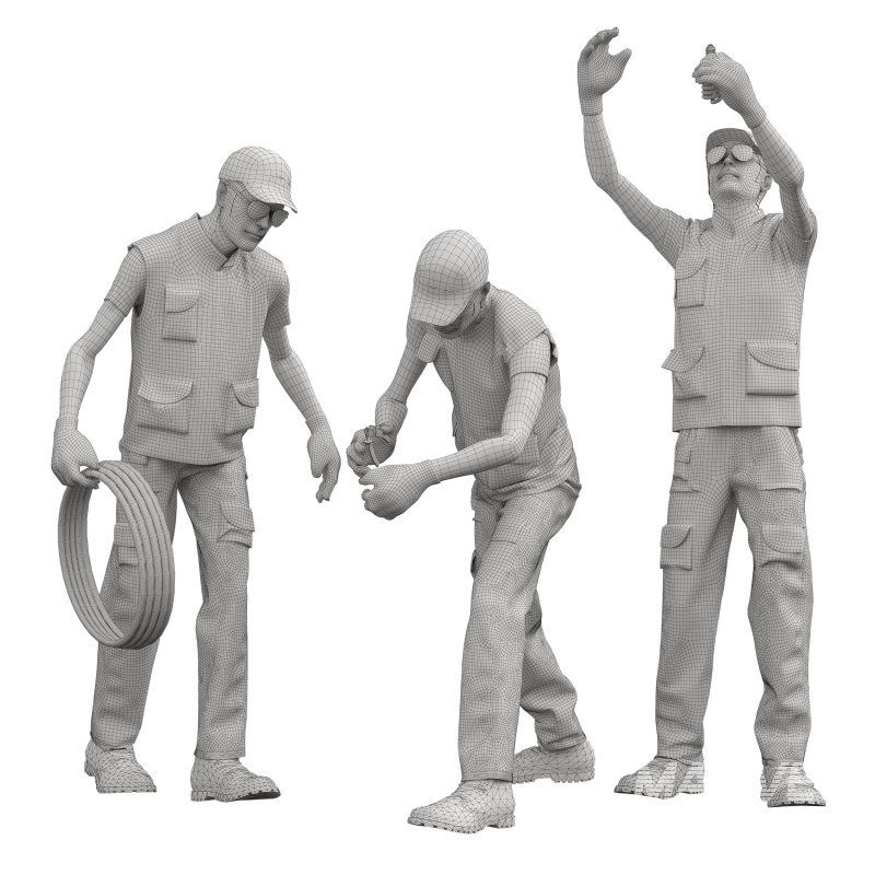 Electrician in 3 poses - Image 3