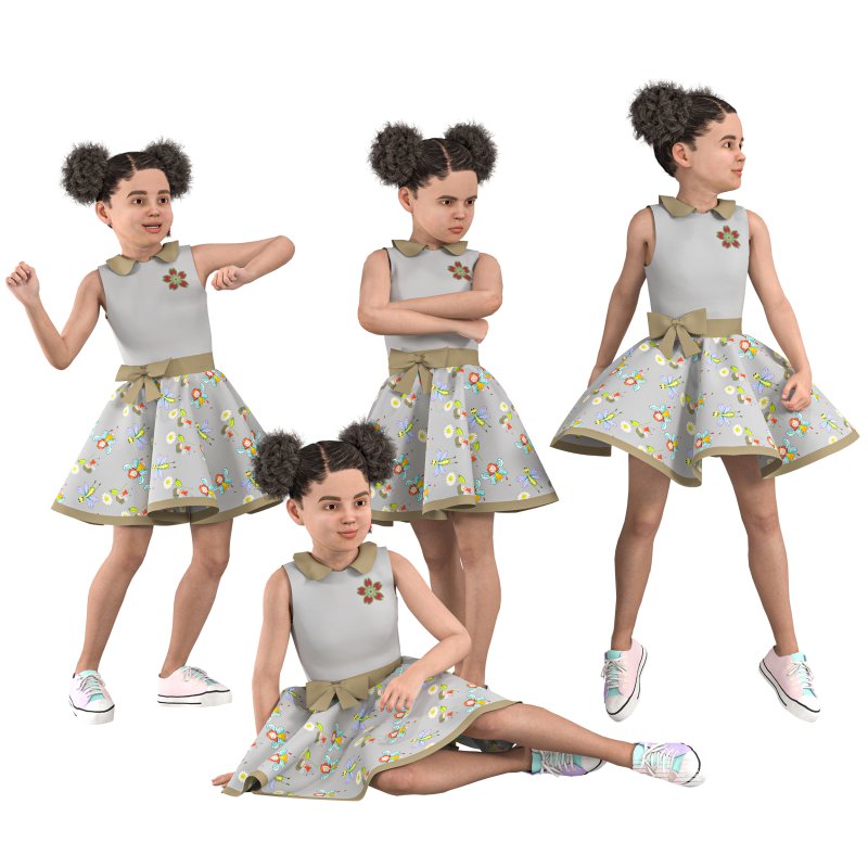 child Girl in 4 Poses - Image 4