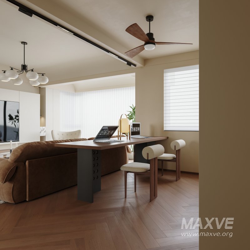 Modern living room and dining room interior scene - Image 7