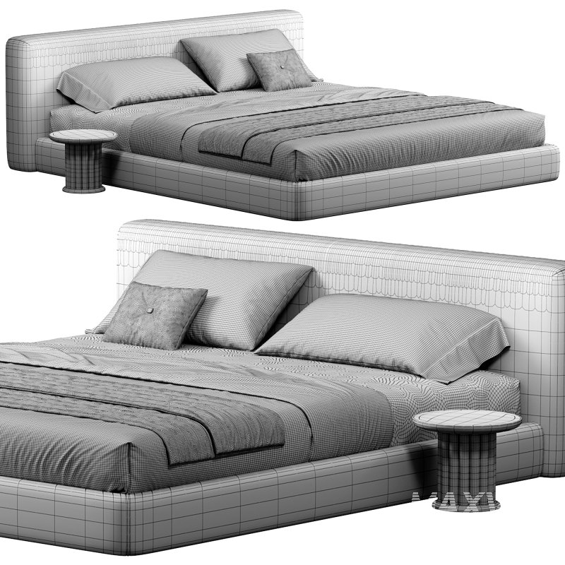 Amabilis Gray Cotton Linen Headboard Bed By Casaspace - Image 7