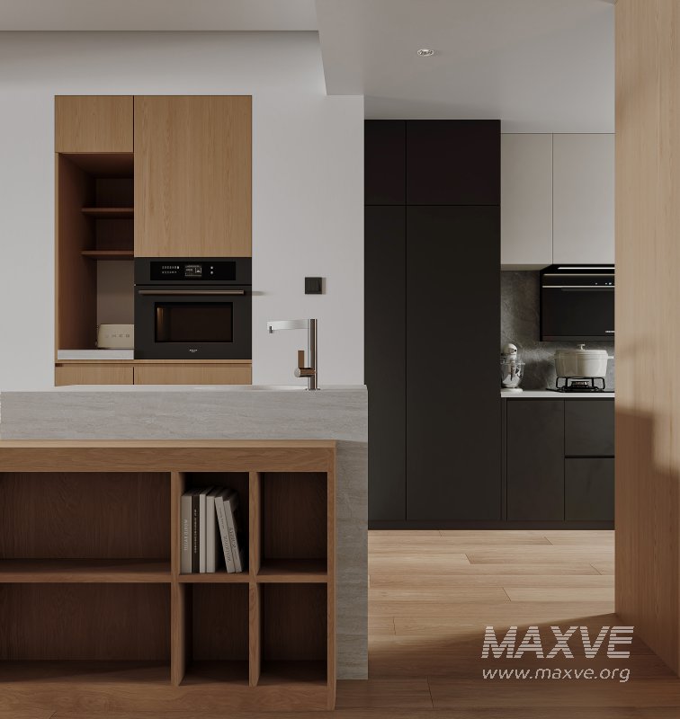 Modern living room and dining room office room interior scene - Image 10