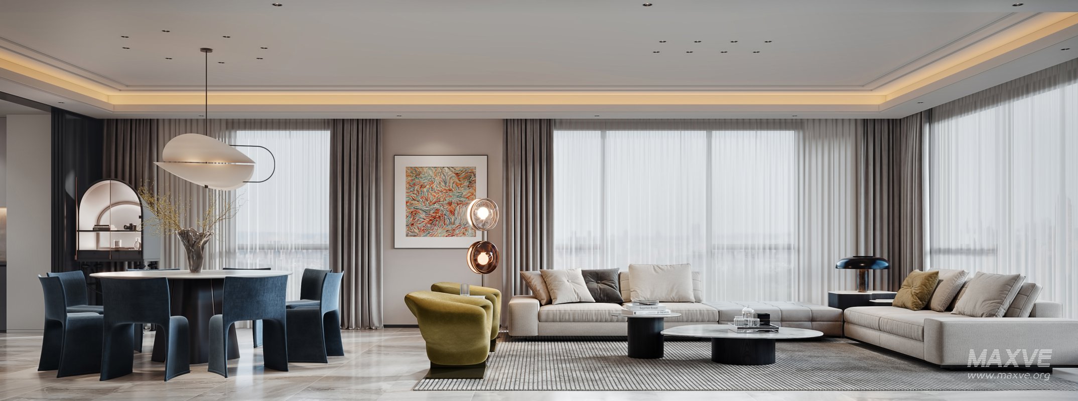 Luxurious living room and dining room - Image 1