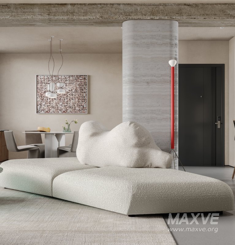 Modern living room and dining room interior scene - Image 11