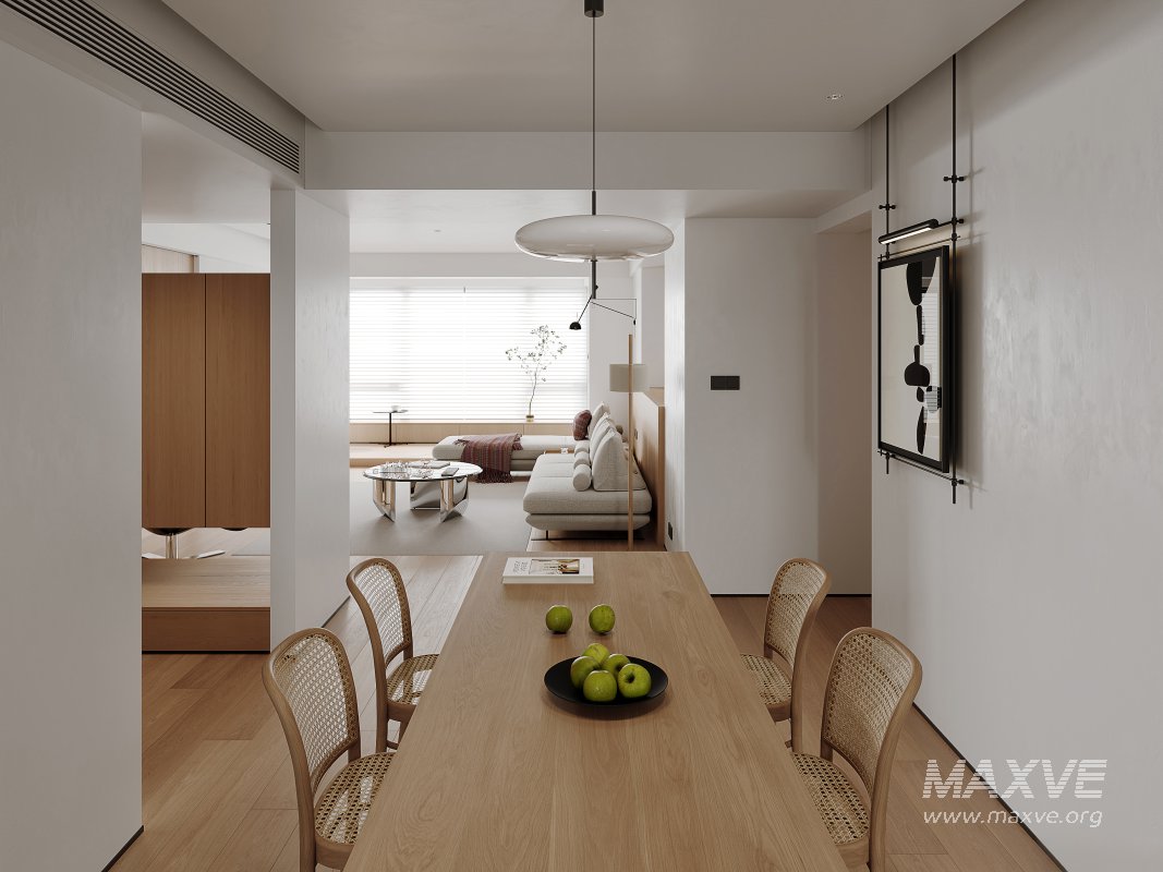 Modern living room and dining room office room interior scene - Image 9