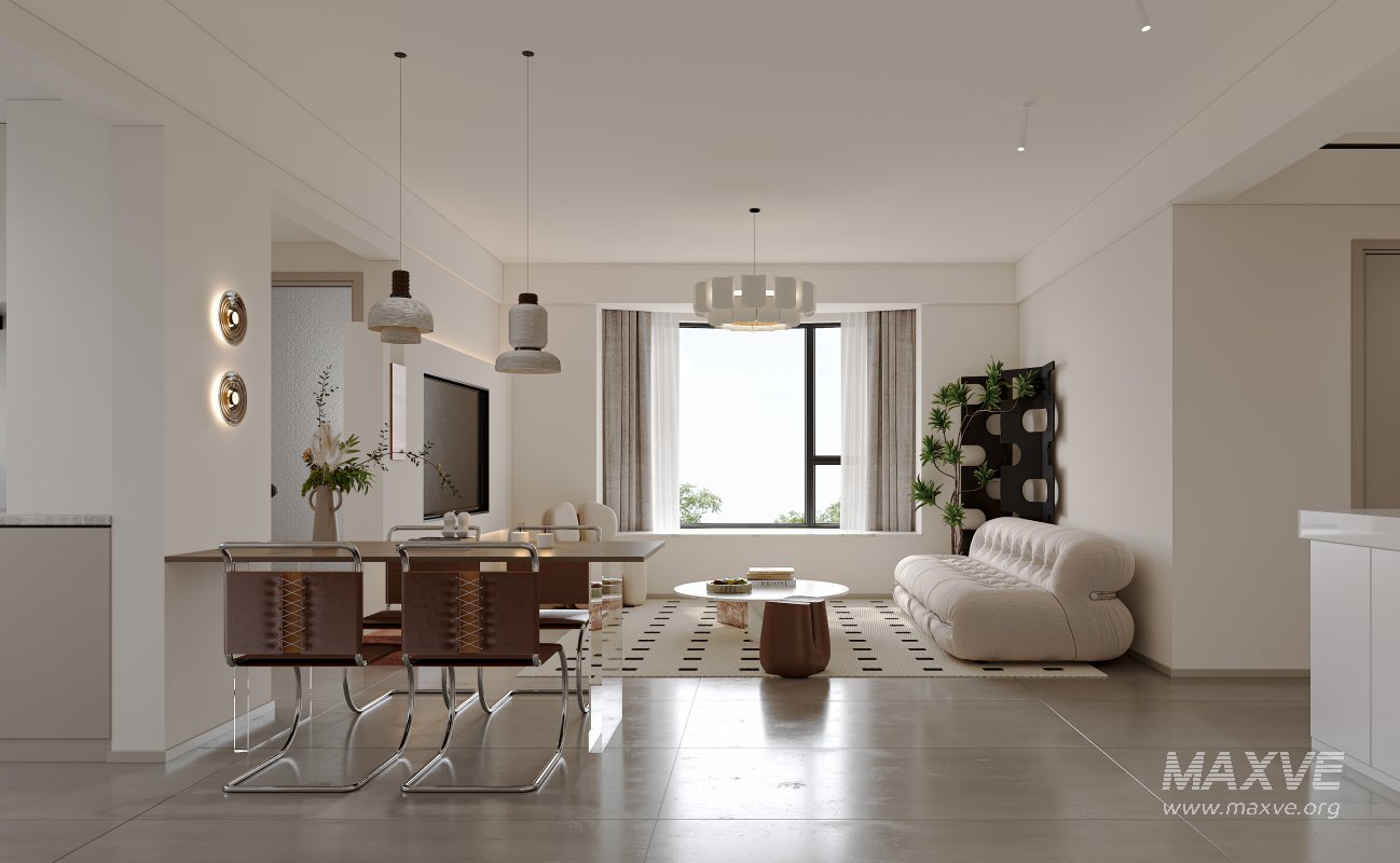 Modern living room and dining room interior scene - Image 3
