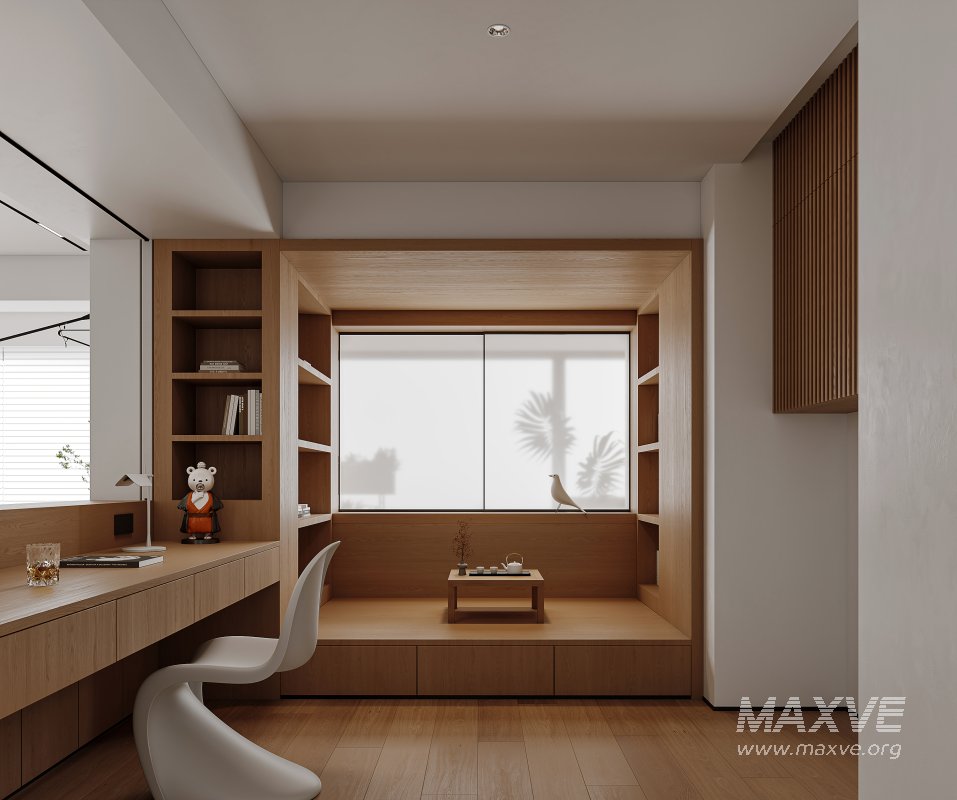 Modern living room and dining room office room interior scene - Image 6