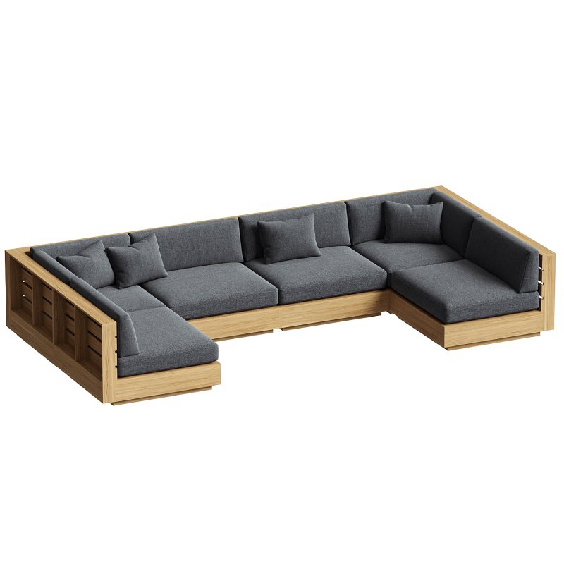 Bal Harbour Outdoor Teak Six and Corner Piece Sectional - Image 2
