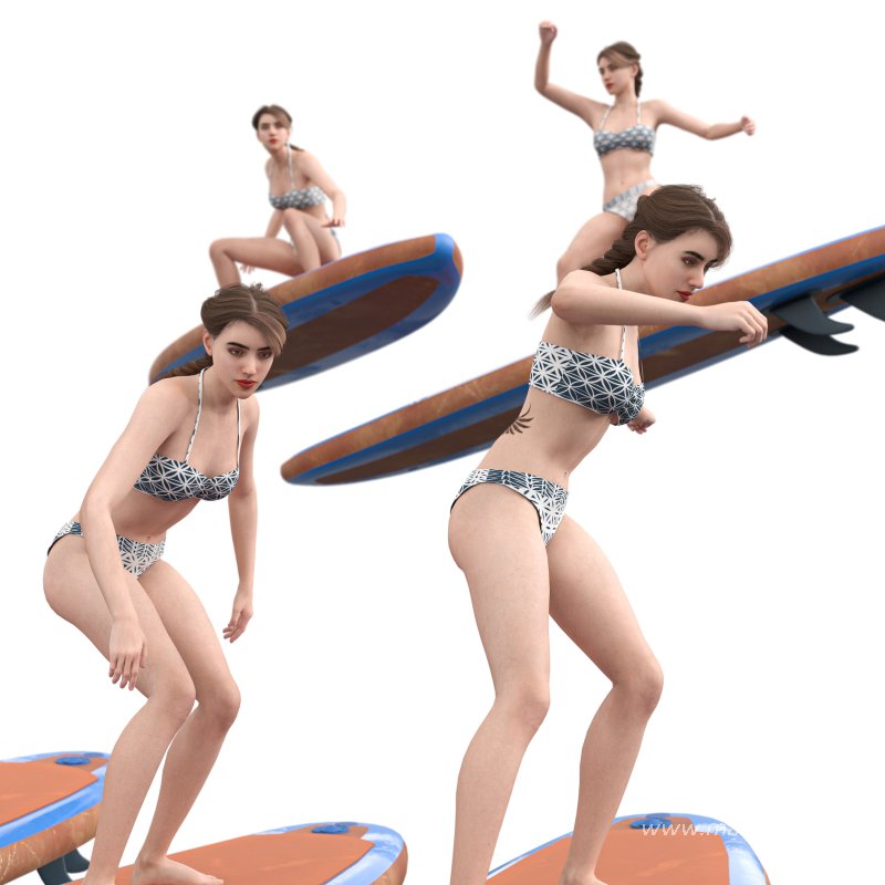 Woman with Paddle Board 05 Poses - Image 5