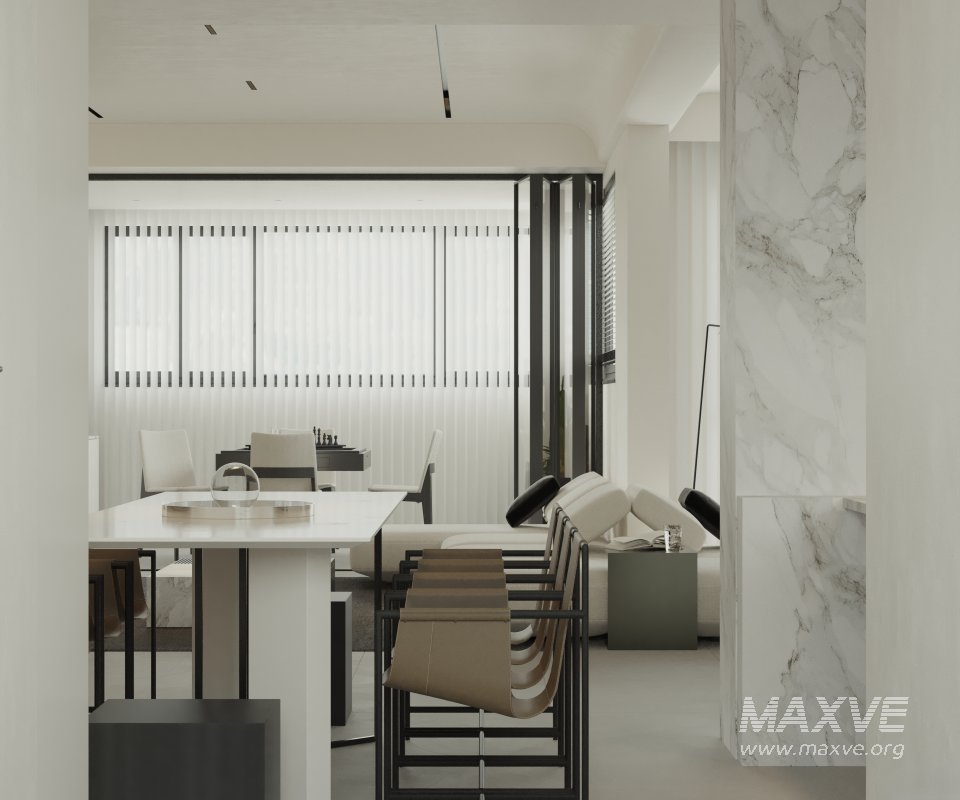 Modern living room and dining room bedroom interior scene - Image 8