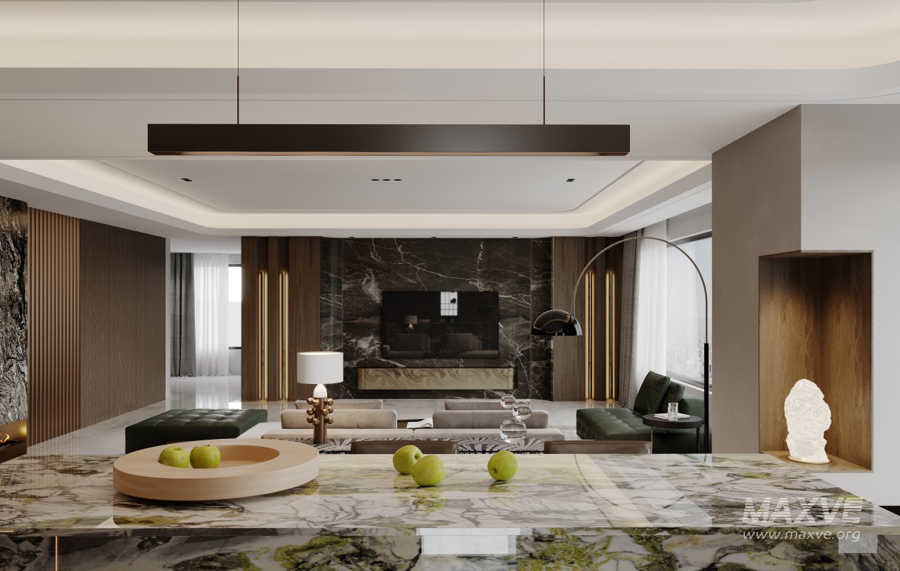 Modern living room and dining room interior scene - Image 9