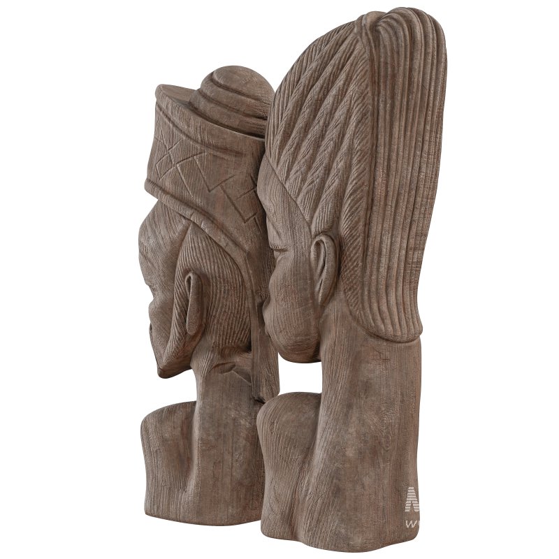 Wooden African Couple Statue 02 - Image 3