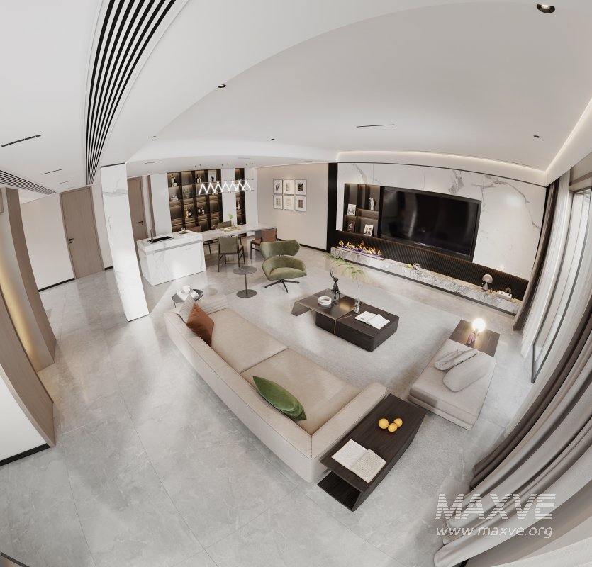 Modern living room and dining room interior scene - Image 7