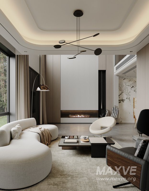 Modern living room and dining room interior scene - Image 12