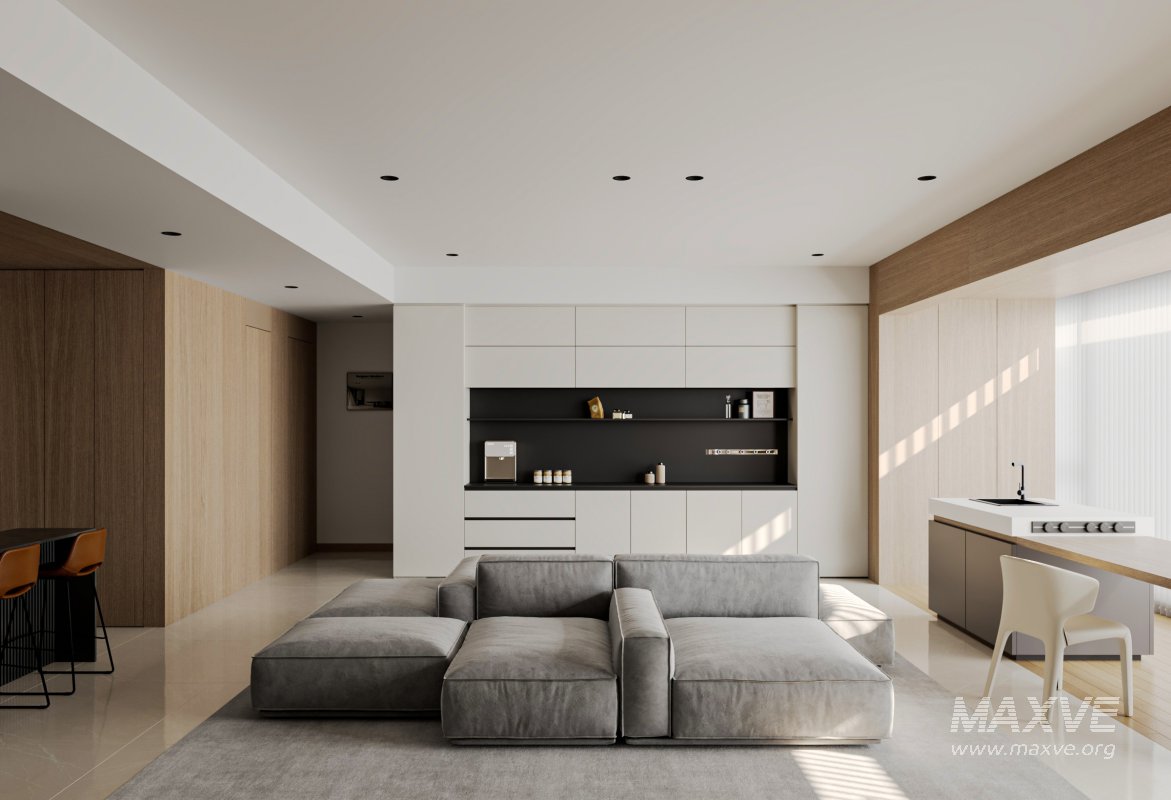 Modern living room and dining room interior scene - Image 6