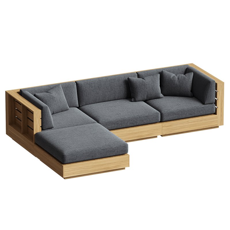 Bal Harbour Outdoor Teak Six and Corner Piece Sectional - Image 4