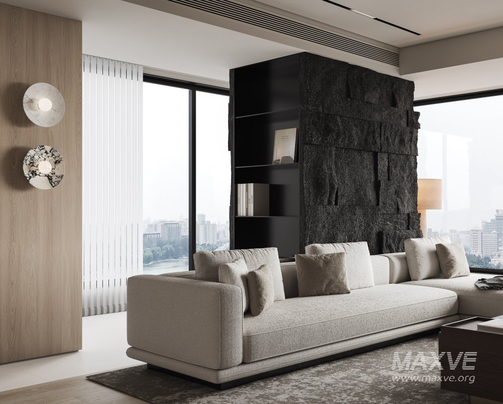 Modern living room and dining room interior scene - Image 10