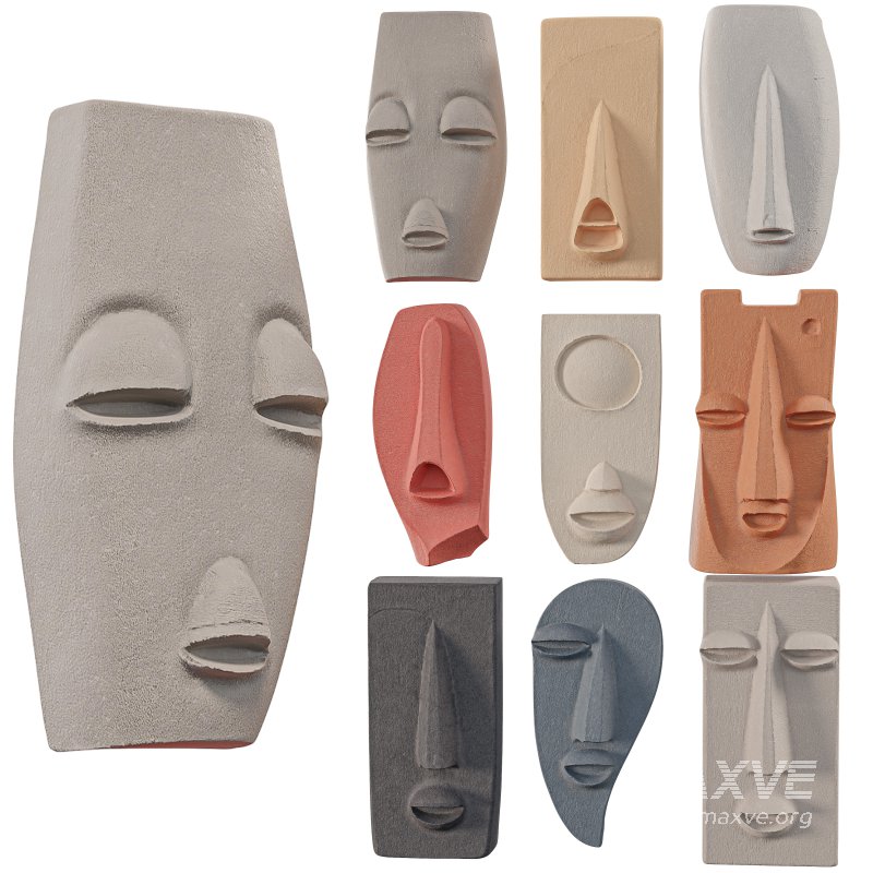 Wall Mount Abstract Tribal Mask Collection - Image 5
