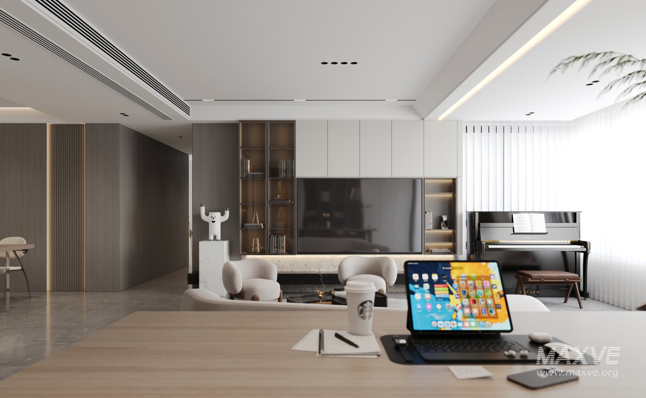Modern living room and dining room interior scene - Image 3
