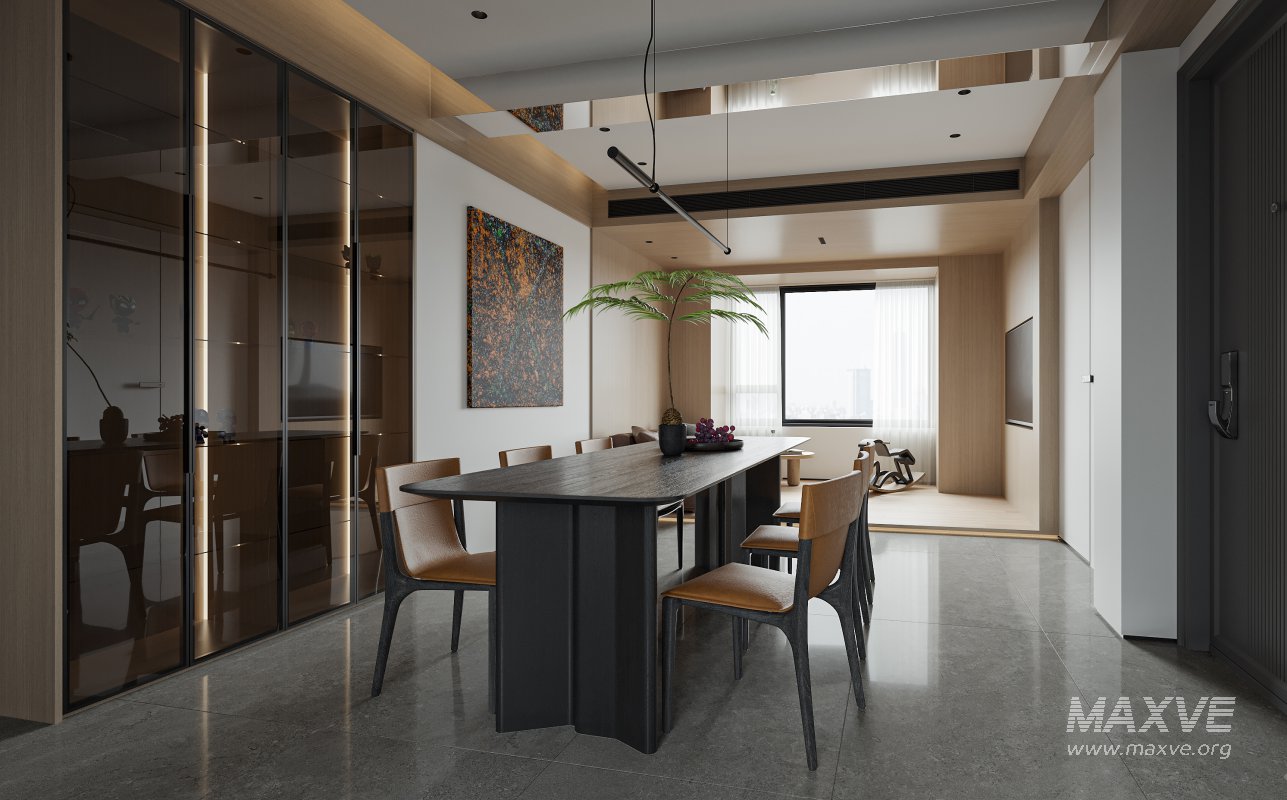 Modern living room and dining room interior scene - Image 2