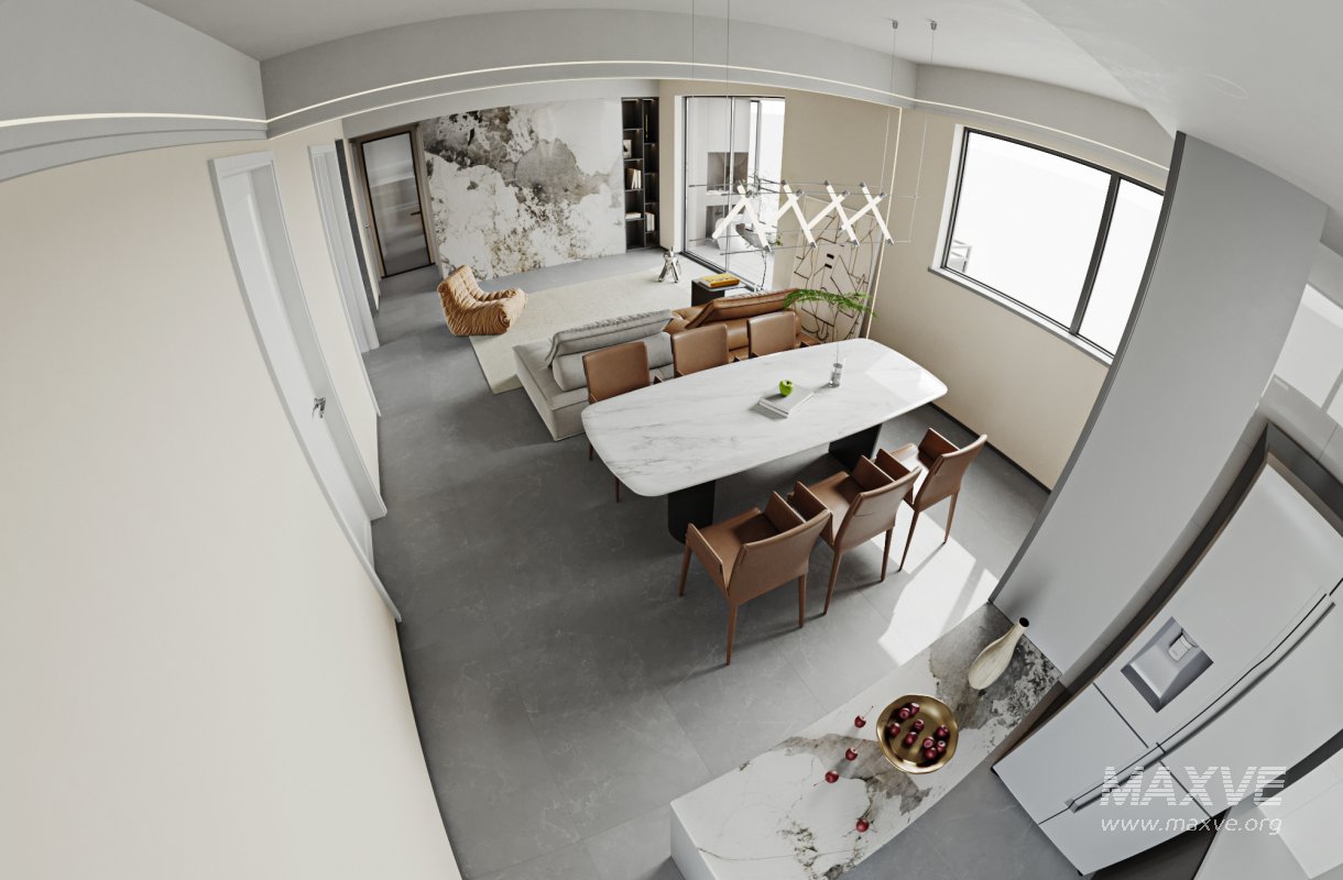 Modern living room and dining room interior scene - Image 2