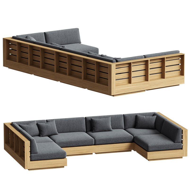 Bal Harbour Outdoor Teak Six and Corner Piece Sectional - Image 3