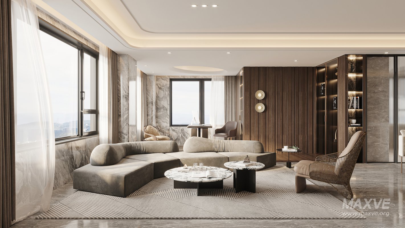 Modern living room and dining room interior scene - Image 2