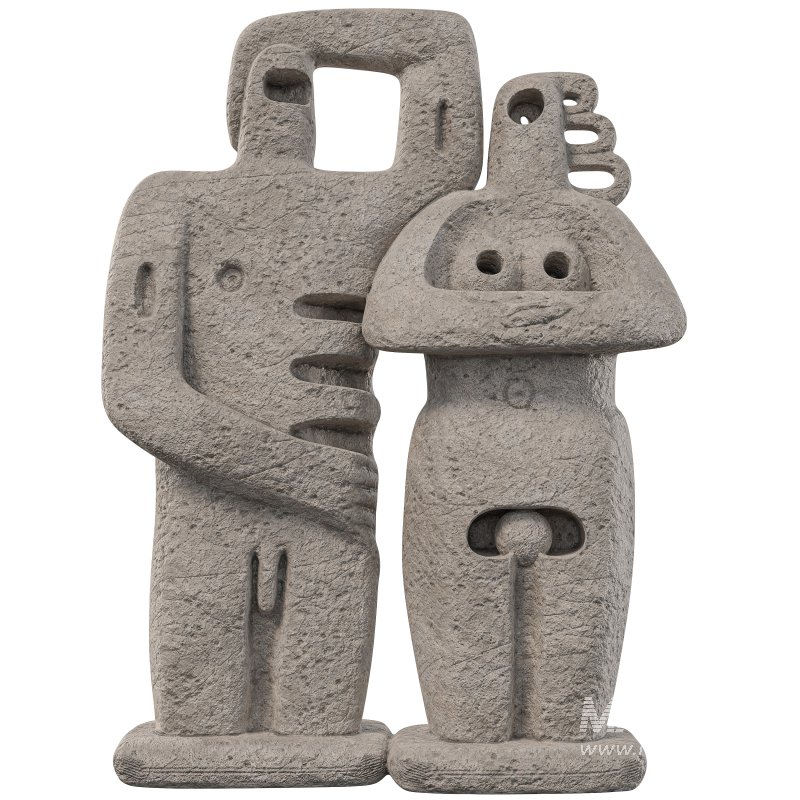 Abstract Primitive Couple Sculpture - Image 4